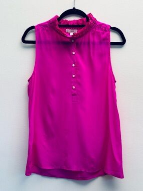 J. Crew Vibrant Fuchsia Button-Front Blouse Size 10. EXCELLENT CONDITION
